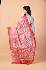 3stones | Handwoven | Hand Block | Pure Silk | Dupatta | Silk Mark | Red | GCA6