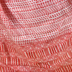 3stones | Handwoven | Hand Block | Pure Silk | Dupatta | Silk Mark | Red | GCA6