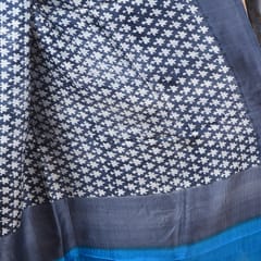 3stones | Handwoven | Hand Block | Pure Silk | Dupatta | Silk Mark | Grey and Blue | GCA10