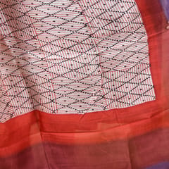 3stones | Handwoven | Hand Block | Pure Silk | Dupatta | Silk Mark | Red and White | GCA11