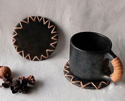 Terracotta by Sachii "Longpi Black Pottery Coaster Round"