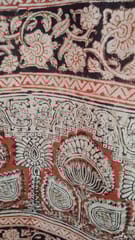 Red Kalamkari Vegetable Dry Hand Block Printing Cotton Dupatta -001