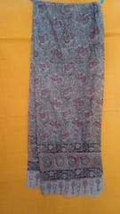 Red Kalamkari Vegetable Dry Hand Block Printing Cotton Dupatta -003