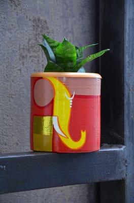 Yellow Abstract Ganesha Planter