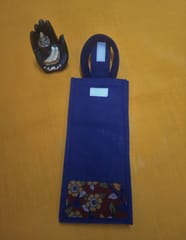 Blue Jute Water Bottle Bag with Kalamkari Patch-002
