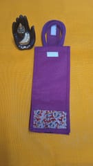 Pink jute water bottle bag with Kalamkari patch - 003