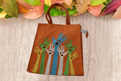 Jute Shopping Bag -Orange colour & Printed Graphic