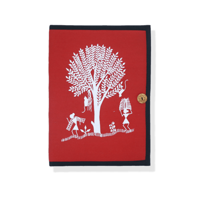 Warli Tree Design Button File Folder