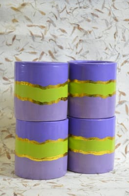 Lilac with Green Planter Set  [of 4]