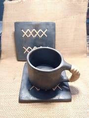 Terracotta by Sachii "Longpi Black Pottery Coaster Square" Set of 2