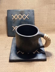 Terracotta by Sachii "Longpi Black Pottery Coaster Square" Set of 2