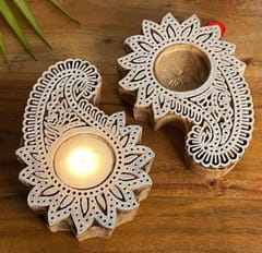 Handpainted Wooden Tea-Light Candles | Diwali Decor | Diyas and Lamps | Tea-Light Candles | Decorative Candles