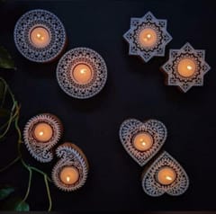 Handpainted Wooden Tea-Light Candles | Diwali Decor | Diyas and Lamps | Tea-Light Candles | Decorative Candles