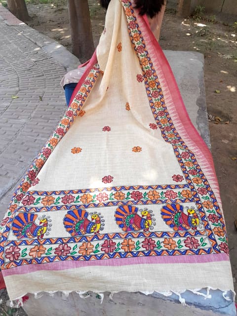 Handpainted khadi cotton duppata