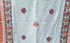 Handpainted Madhubani Duppata | Lovely Khadi Cotton Base | Natural Materials | Pair with anything | Cultural Gifting Options | Mithila handpainted cotton dupatta| Beige/Off white cotton dupatta