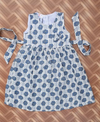 Blue floral sleeveless cotton dress