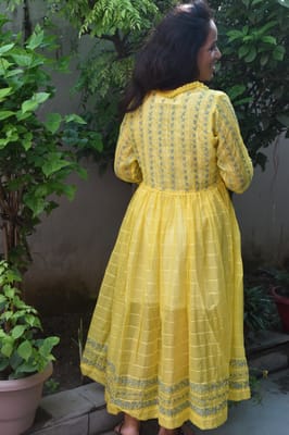 Chikankari Dress: Yellow