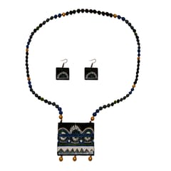 Multicolored Square shaped Necklace and earrings set