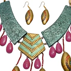 Ethnic Grey Colored Necklace and earring set
