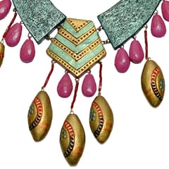 Ethnic Grey Colored Necklace and earring set