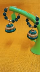 Thread Trends Green Silk Thread Jhumkas Beads Dori Hoop Earrings for Women 0029