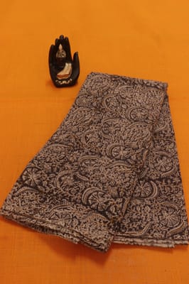 Black Kalamkari Handloom Cotton fabric -0030