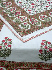 Pink and White Ethnic Indian Floral Design Reversible Single Bed Handcrafted Pure Cotton Dohar/Throw/Ac Quilt (60x90Inches)