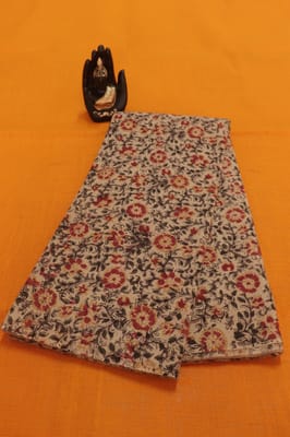 Cream Kalamkari Handloom Cotton fabric -0037