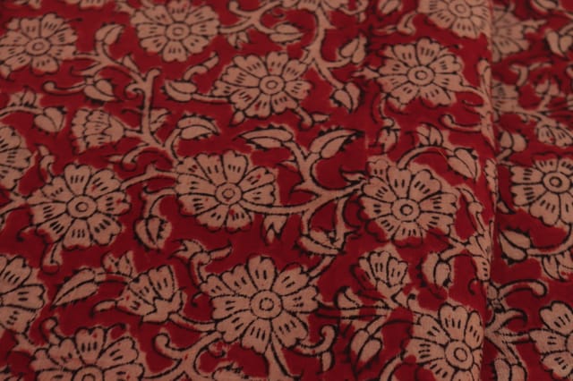 Red Kalamkari Handloom Cotton fabric -0039