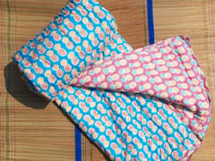 Blue and pink pineapple design hand block printed pure organic cotton kids quilt of super fine quality.