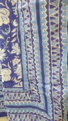 Indigo blue and White Ethnic Indian Floral Design Reversible Single Bed Handcrafted Pure Cotton Dohar/Throw/Ac Quilt (60x90Inches)