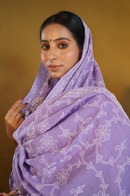 Purple Chikankari Dupatta