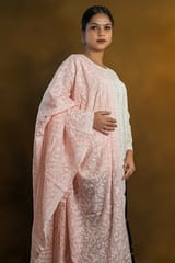 Peach Chikankari Dupatta