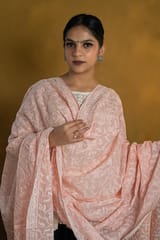 Peach Chikankari Dupatta