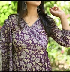 Pure fine cotton fabric anarkali kurti with pant and dupatta