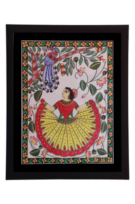 Harshollas Madhubani: Handmade Cotton Canvas Acrylic Painting