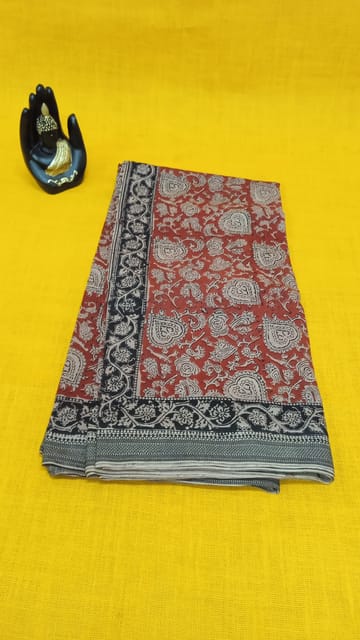Red Kalamkari Handloom Cotton Saree-0026