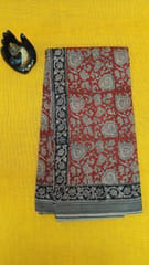 Red Kalamkari Handloom Cotton Saree-0026