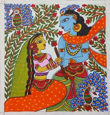 Divine Shrangar – Handmade Madhubani Cotton Canvas Painting