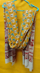 Yellow and Red Kalamkari Dupatta VMM 010