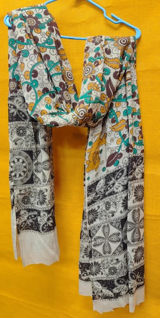 Cream And Black Kalamkari Dupatta VMM 012