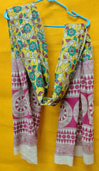 Yellow and Pink Kalamkari Dupatta VMM14