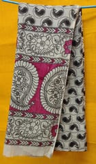 Cream and Pink Kalamkari Dupatta VMM 016