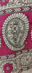 Cream and Pink Kalamkari Dupatta VMM 016