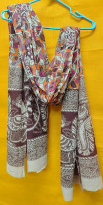 Orange and Brown Kalamkari Dupatta VMM 018