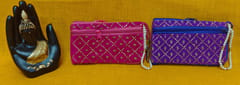 Pink and Violet Velvet Cloth Mobile Pouches Combo 2