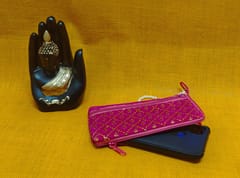 Pink and Violet Velvet Cloth Mobile Pouches Combo 2