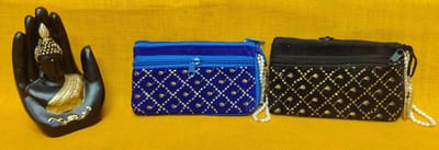 Black and Blue Velvet Cloth Mobile Pouches Combo 4