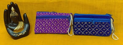 Violet and Blue Velvet Cloth Mobile Pouches Combo 7