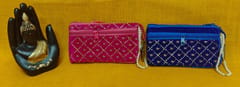 Pink and Blue Velvet Cloth Mobile Pouches Combo 9